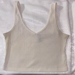SHEIN Cream Ribbed Women's Crop Tank Top Sz Medium